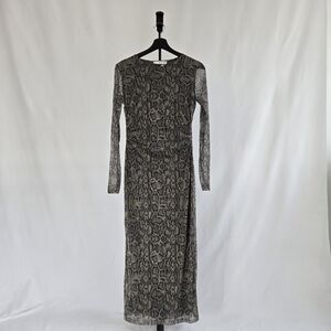 Mango Long Sleeve Snakeskin Dress in Black and Gray